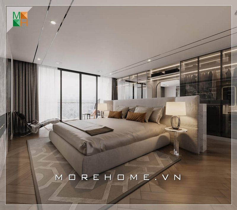 Một thảm trải sàn phòng ngủ với họa tiết độc đáo sẽ làm nổi bật phong cách hiện đại của căn phòng ngủ.